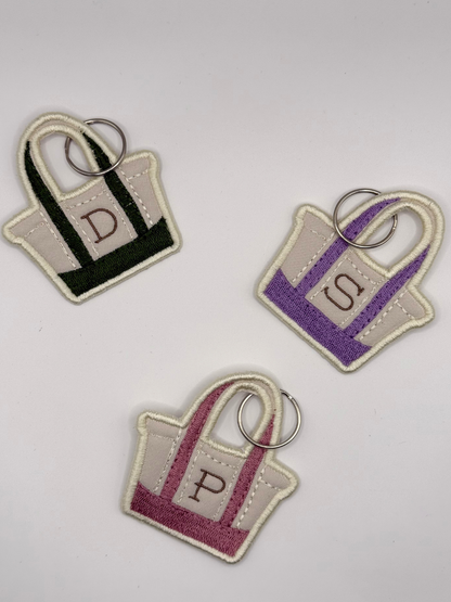 Embroidered Tote Bag Keychain