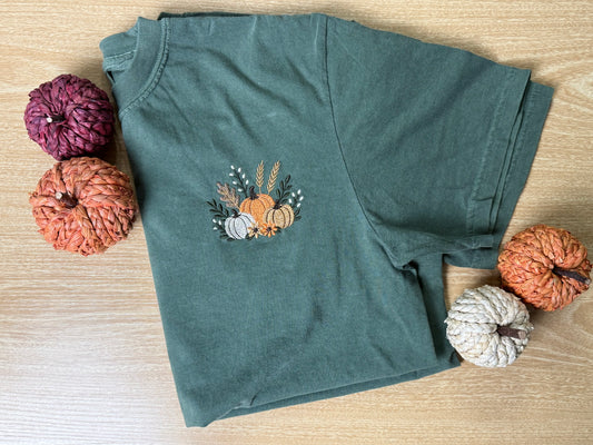 🍂 Embroidered Pumpkin Patch T-Shirt